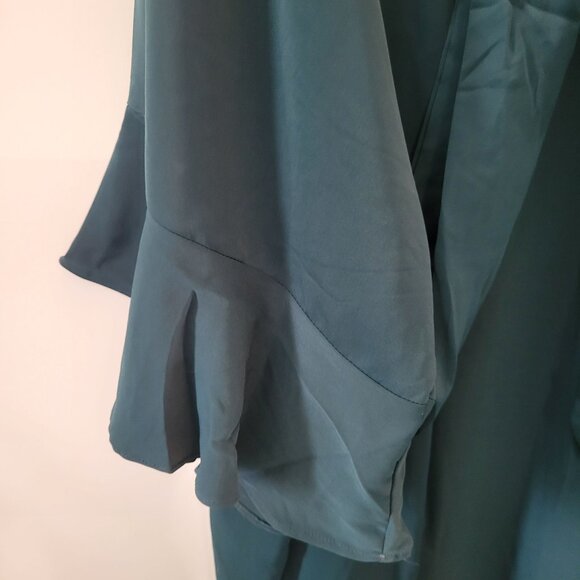 Birdy Grey Women's Kenny Ruffle Belted Short Robe Emerald Green Size XL/2XL - Picture 6 of 11